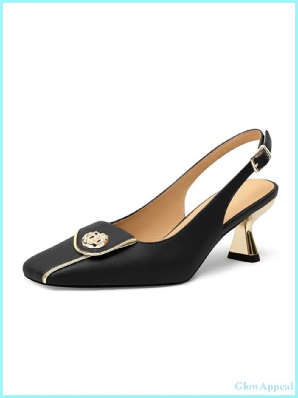 Women's Kitten Heels Slingback Square Toe Low Heel Pumps Slip On Office Dress